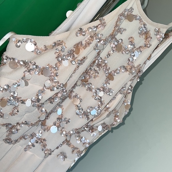 Aidan Mattox cream sequin size 0 dress women’s Juniors spring prom dress w/ bra - Picture 4 of 6